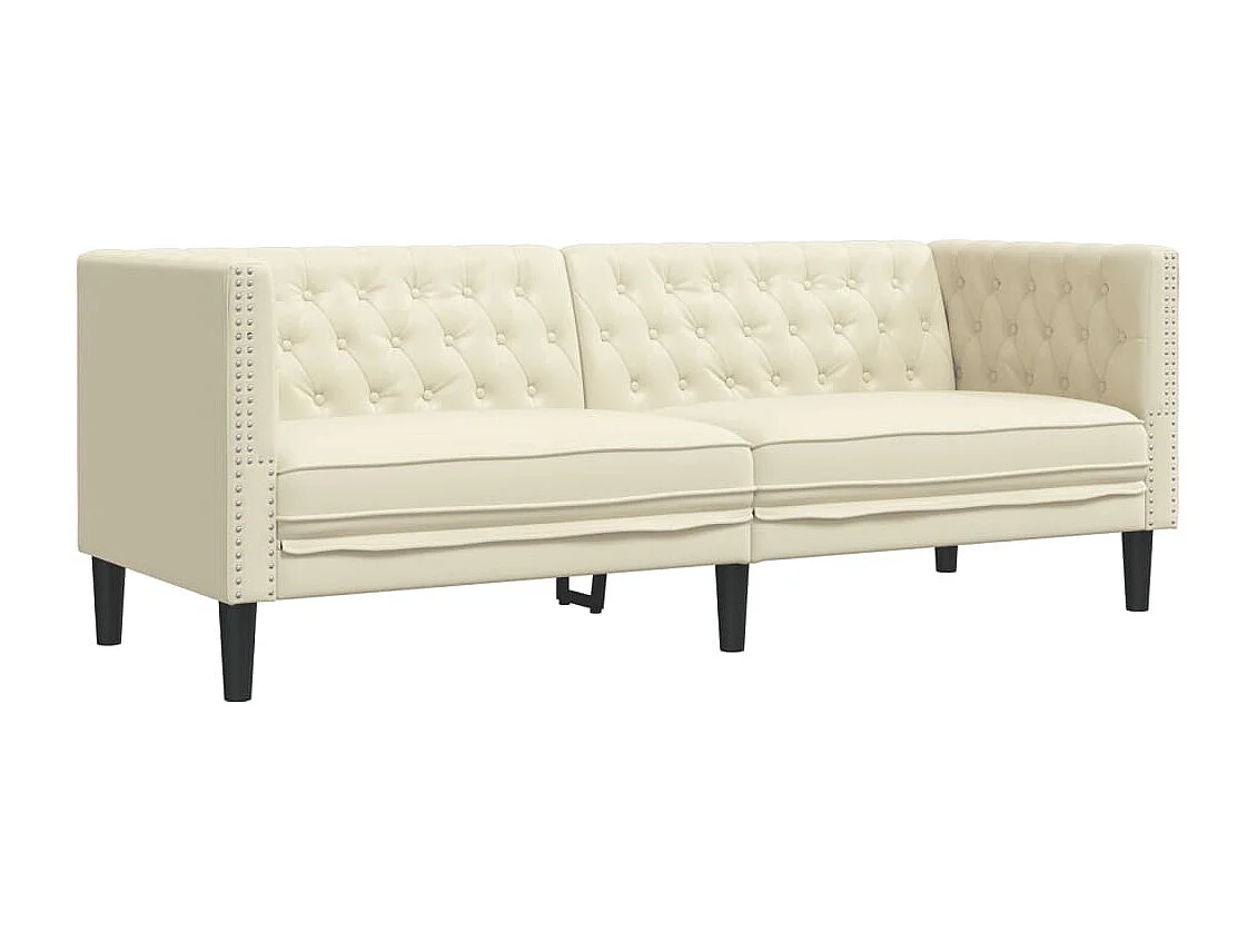 Ensemble de canapé Chesterfield 2 pièces crème similicuir