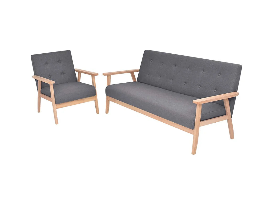 Jeu de canapé 2 pièces Tissu Gris foncé