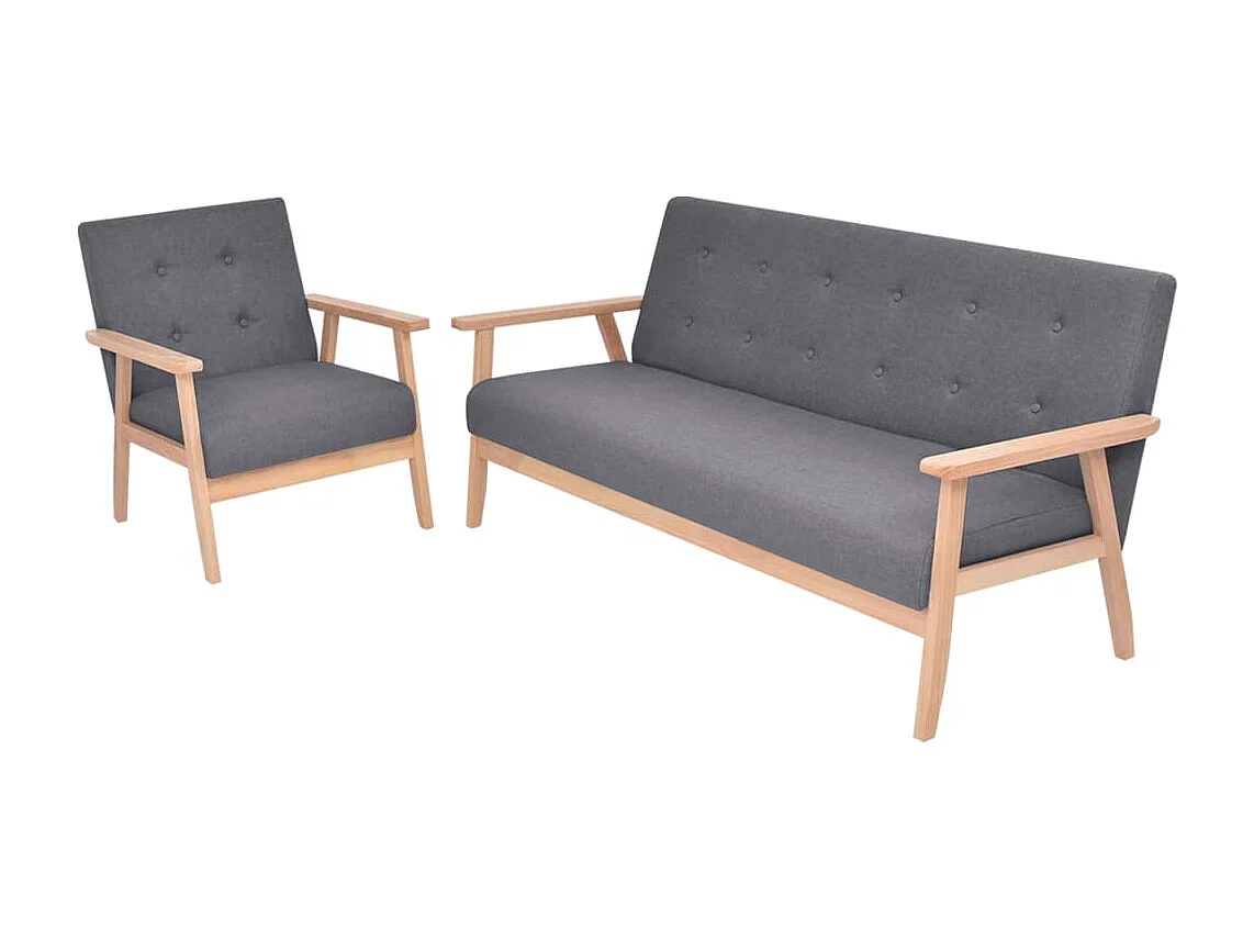 Conjunto de sofás 2 peças tecido cinzento escuro