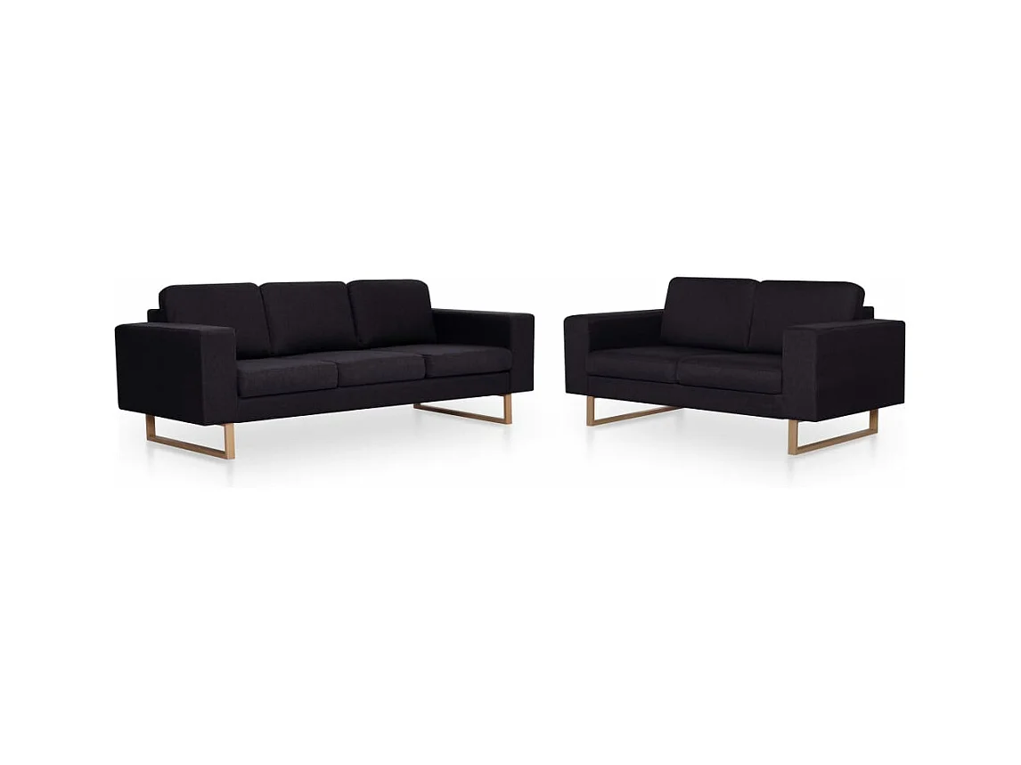 Ensemble de canapé 2 pièces Tissu Noir