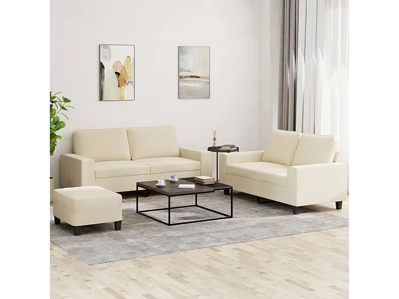 3 peças conjunto de sofás tecido cor creme