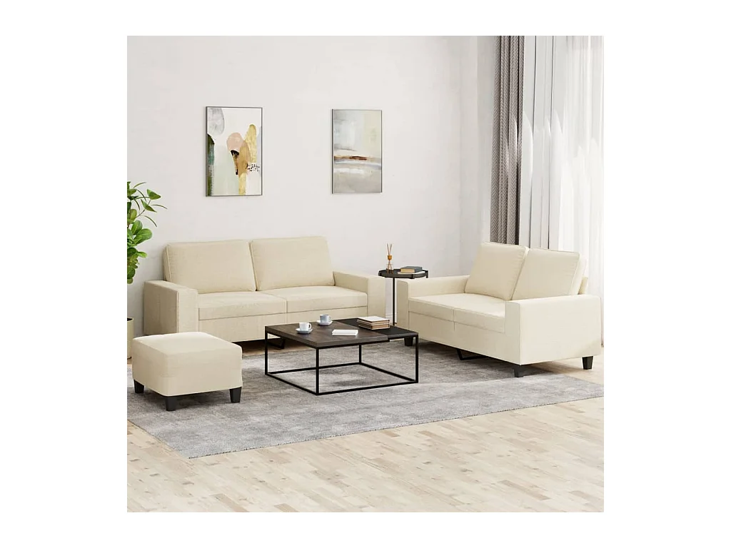 Ensemble de canapés 3 pièces crème tissu