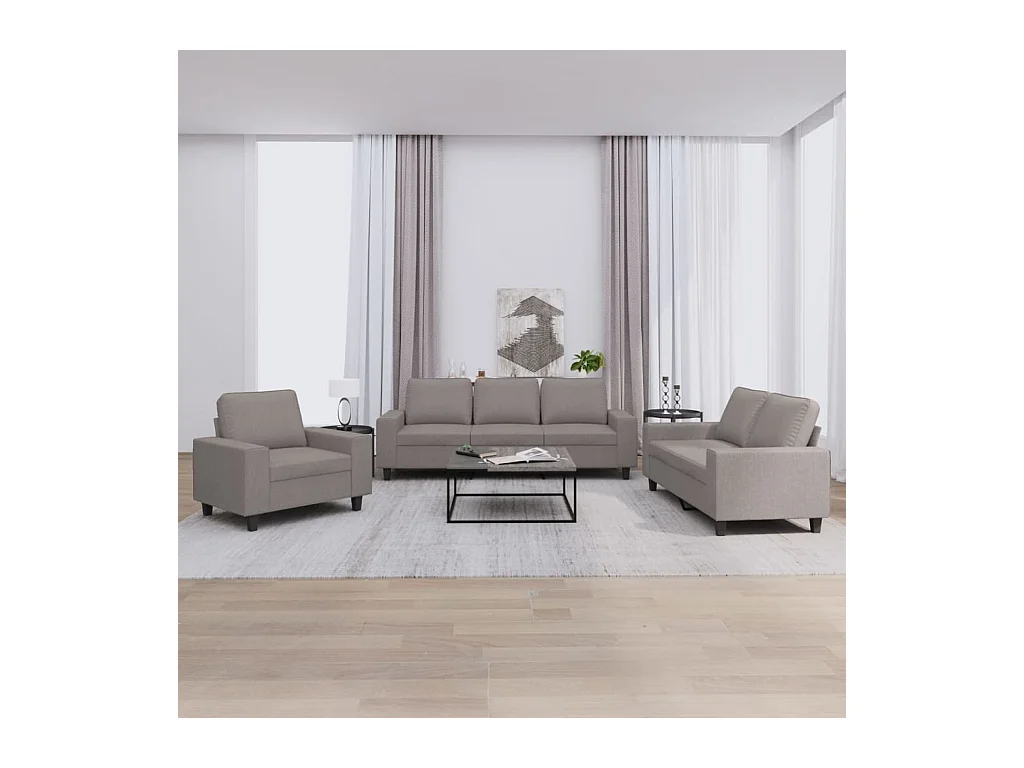 Ensemble de canapés 3 pièces taupe tissu