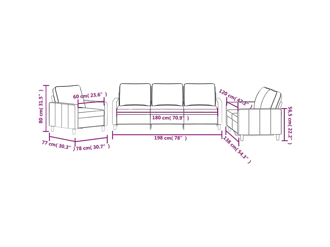 3-delige Loungeset met kussens fluweel roze