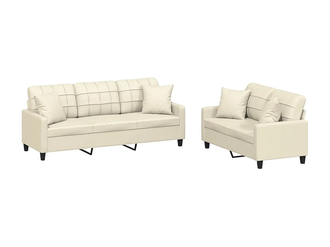 2-delige Loungeset met kussens kunstleer crèmekleurig