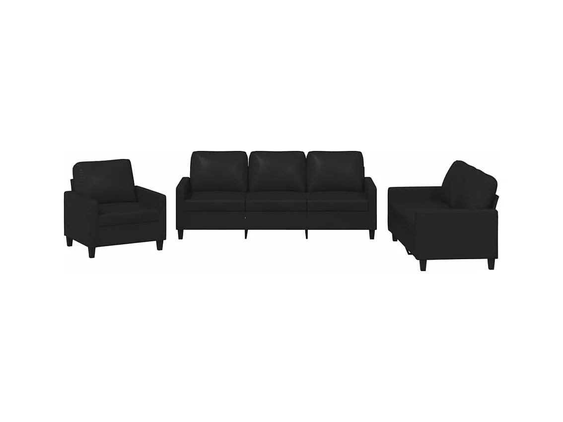 Ensemble de canapés 3 pièces avec coussins Noir Similicuir