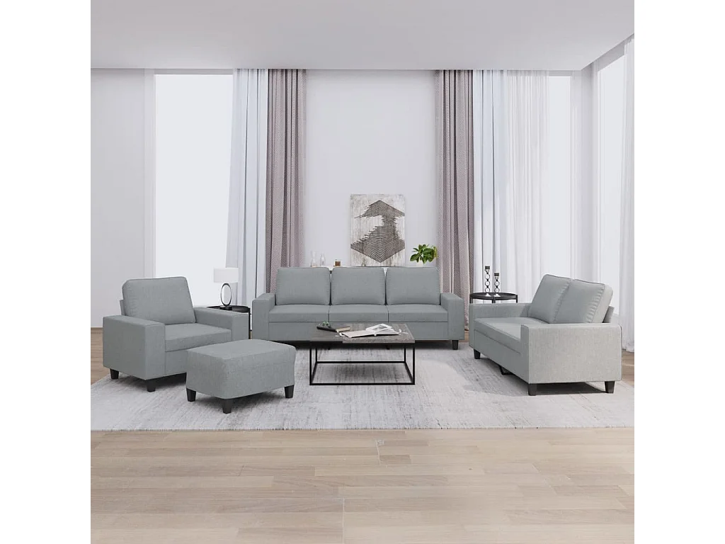 Ensemble de canapés 4 pièces gris clair tissu