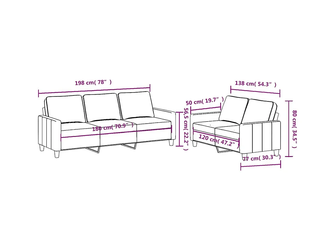 Ensemble de canapés 2 pièces avec coussins Jaune clair Tissu