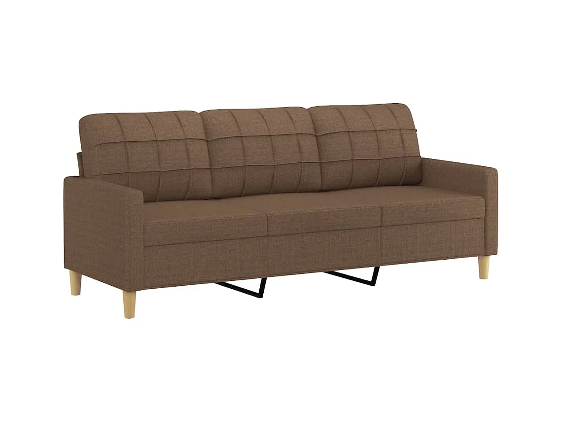 Ensemble de canapés 3 pièces avec coussins Marron Tissu