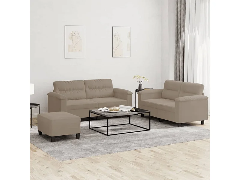 3-delige Loungeset met kussens microvezelstof taupe