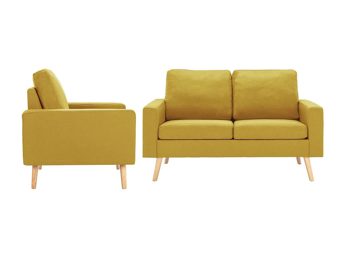 Ensemble de canapés 2 pièces Tissu Jaune