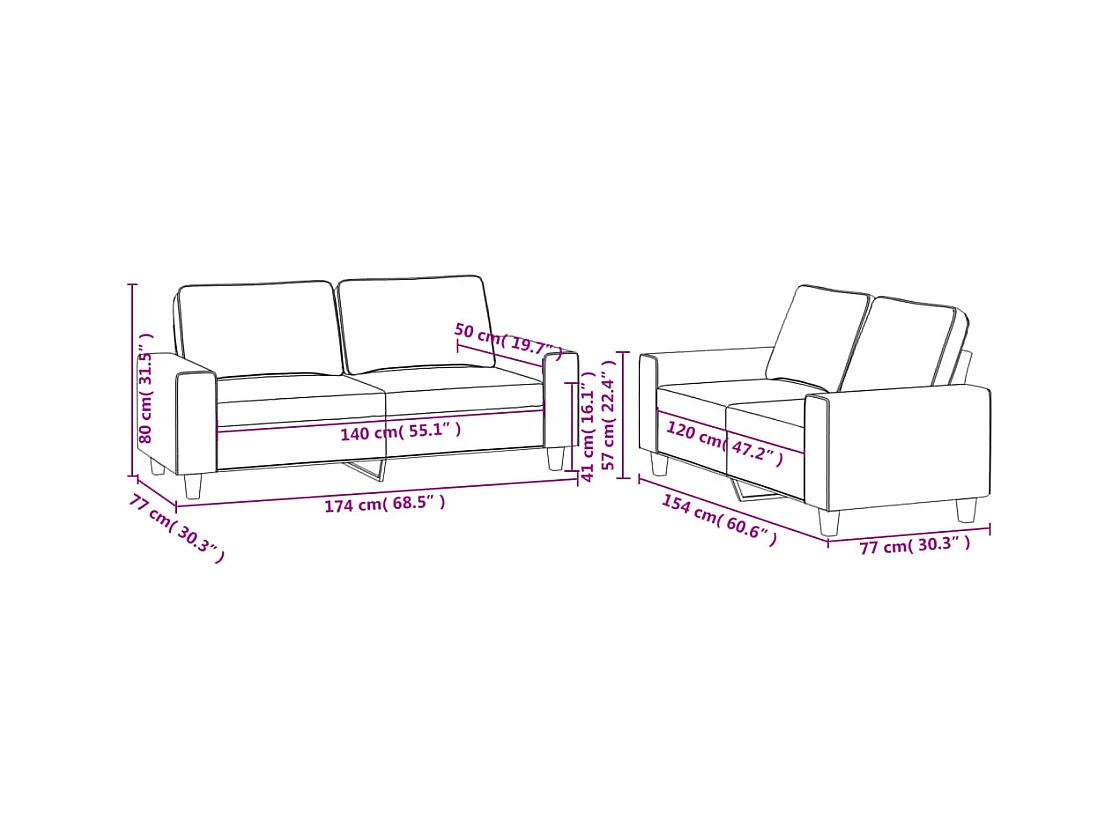 2 peças conjunto de sofás tecido cinzento-acastanhado