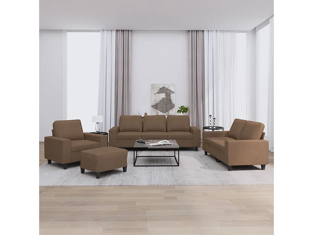 4-delige Loungeset stof bruin