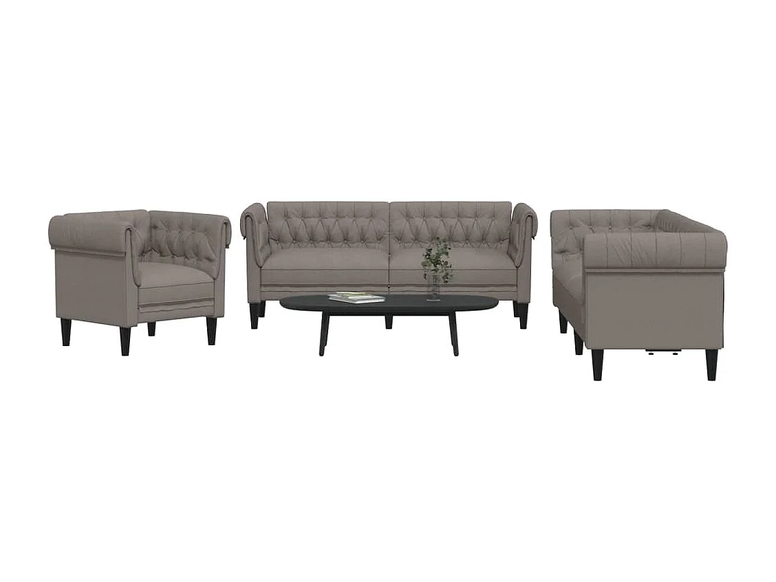 3-delige Loungeset stof taupe