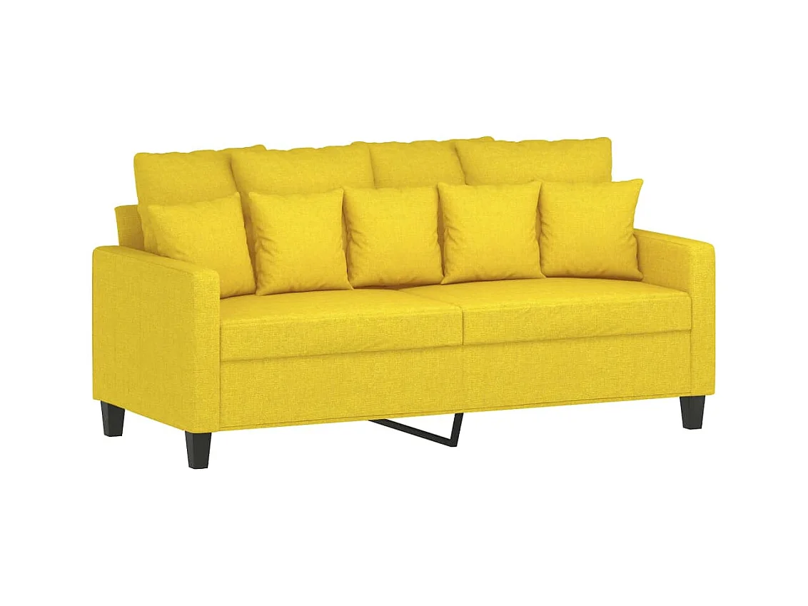 Ensemble de canapés 2 pièces avec coussins Jaune clair Tissu
