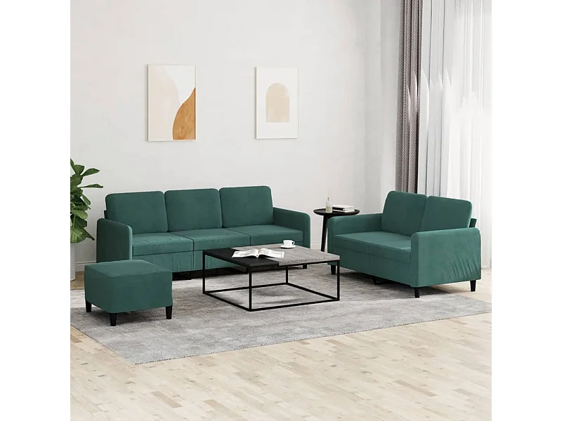 Ensemble de canapés 3 pièces vert foncé velours