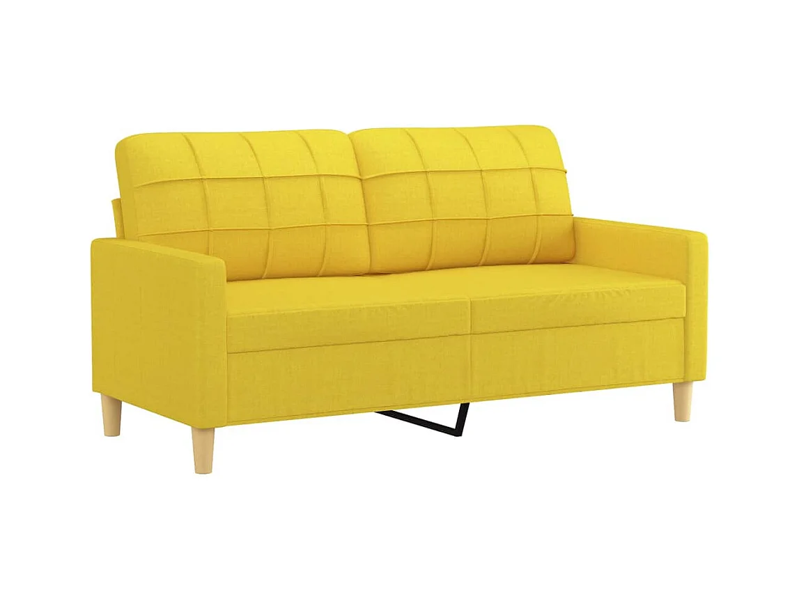 3 peças conjunto de sofás com almofadas tecido amarelo-claro