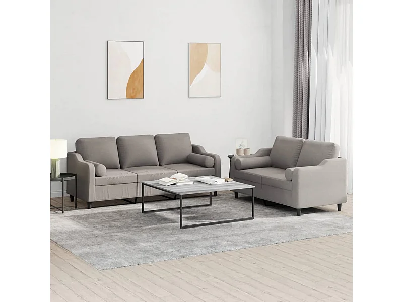 Ensemble de canapés 2 pièces avec coussins taupe tissu