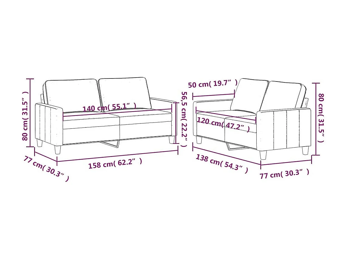 2-delige Loungeset met kussens fluweel geel