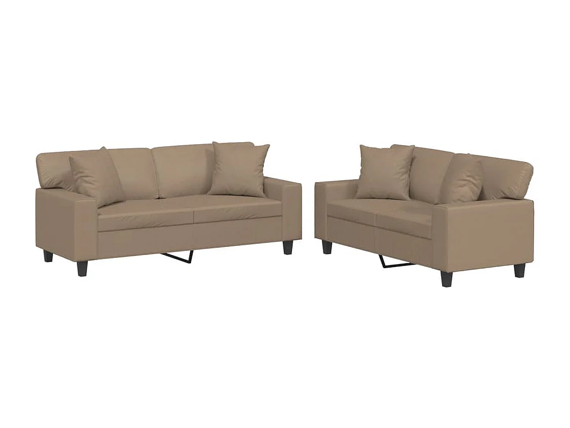 2-delige Loungeset met kussens kunstleer cappuccinokleurig