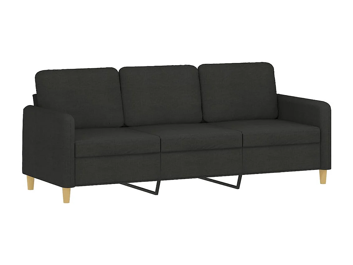 3-delige loungeset met kussens stof zwart