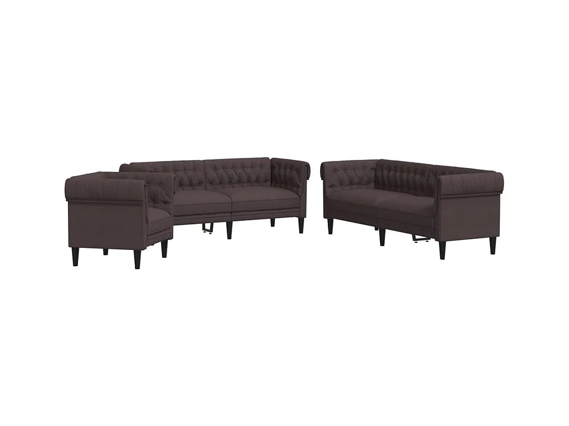 Ensemble de canapés 3 pièces marron foncé tissu