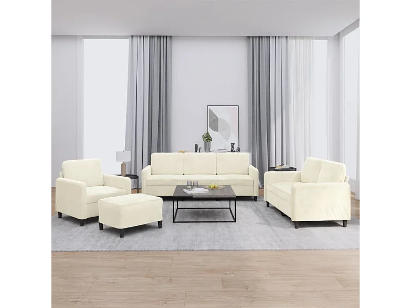 4 peças conjunto de sofás veludo cor creme
