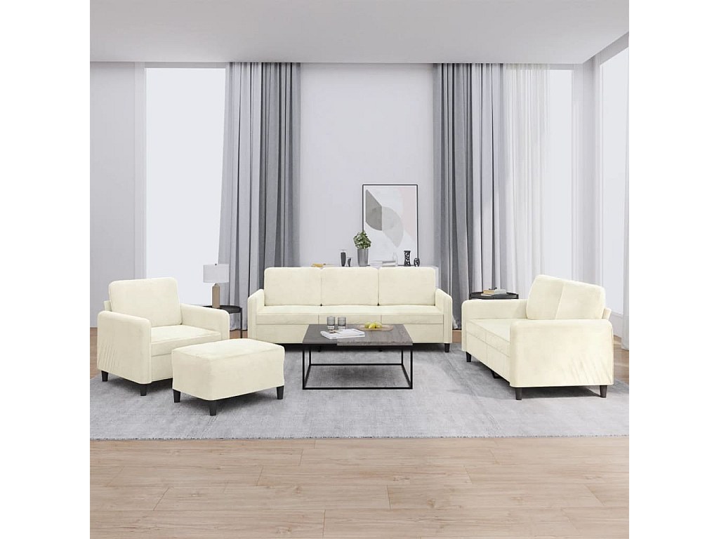 4 peças conjunto de sofás veludo cor creme