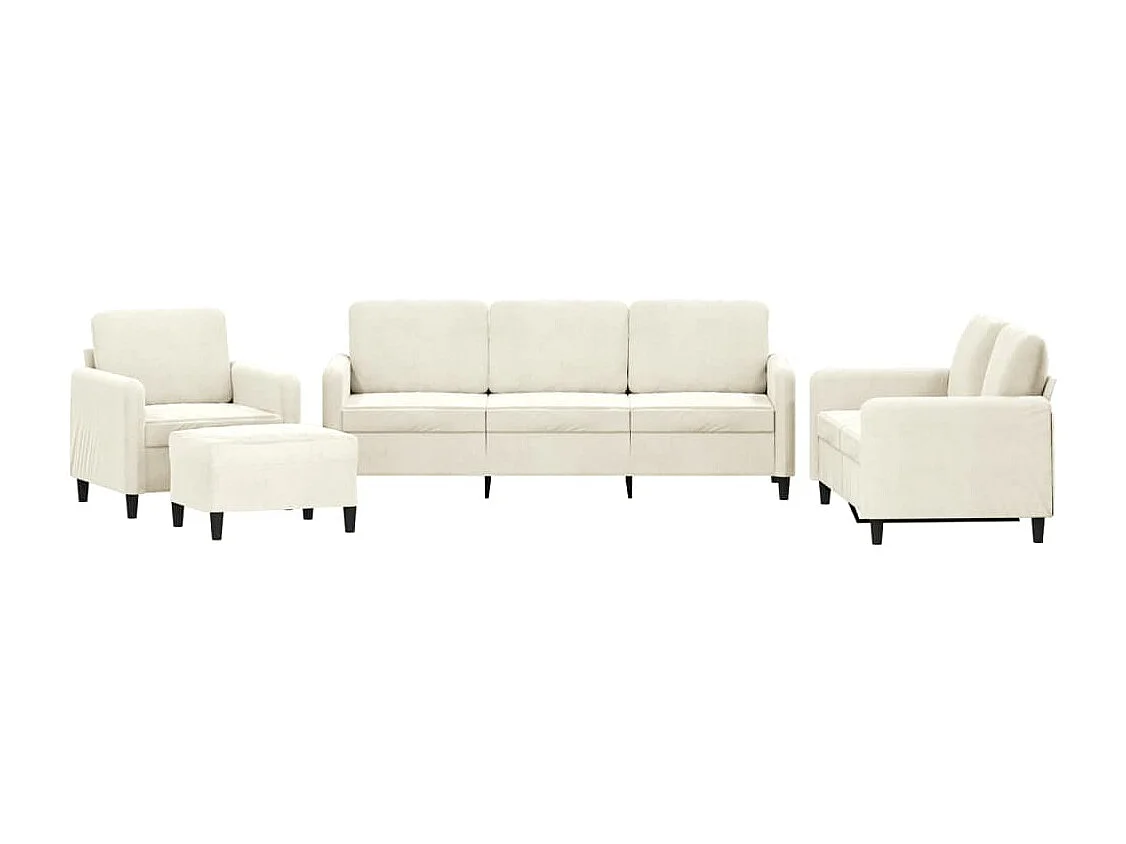 4 peças conjunto de sofás veludo cor creme