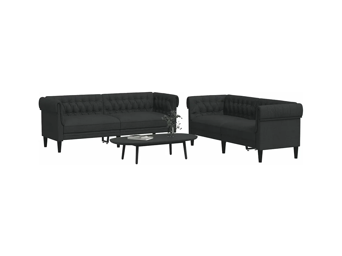 Ensemble de canapés 2 pièces noir tissu