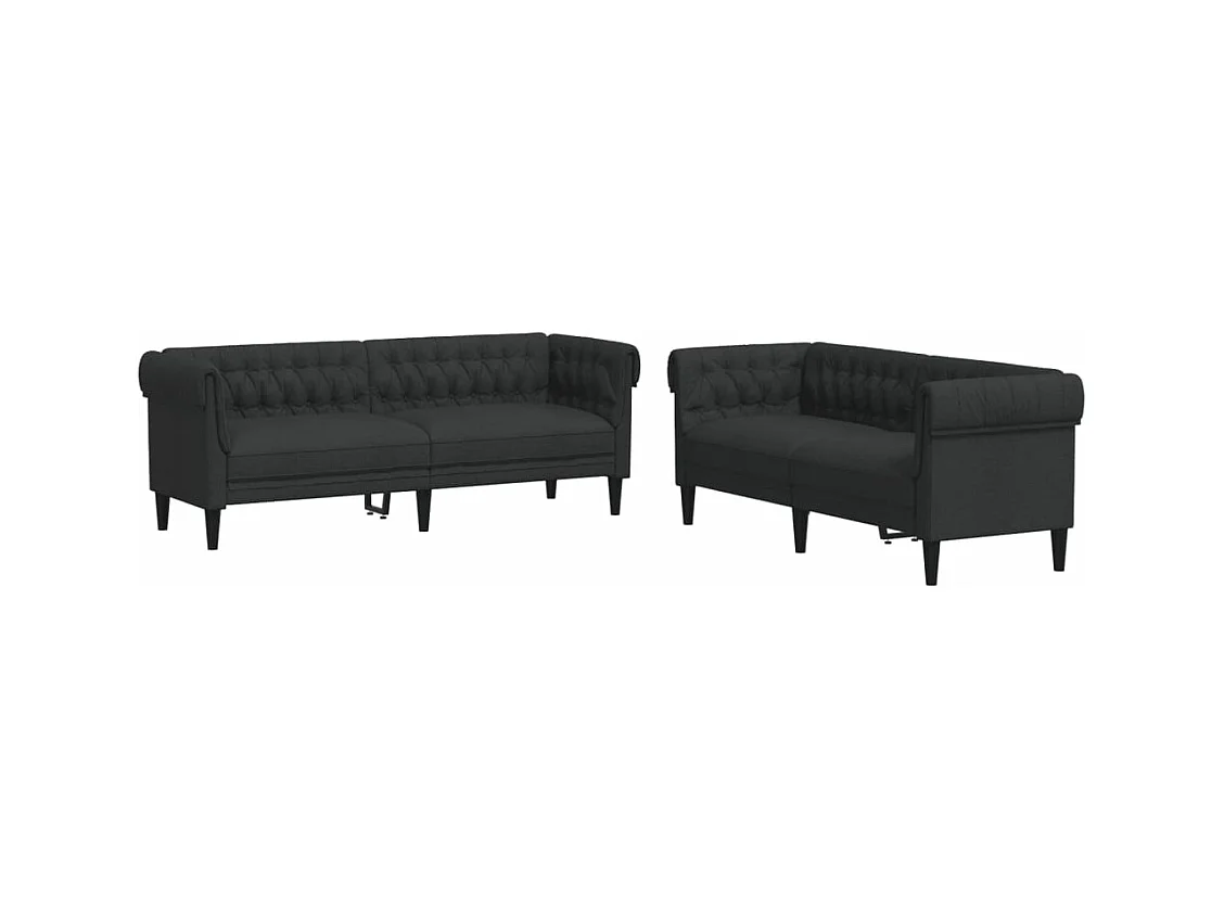 Ensemble de canapés 2 pièces noir tissu