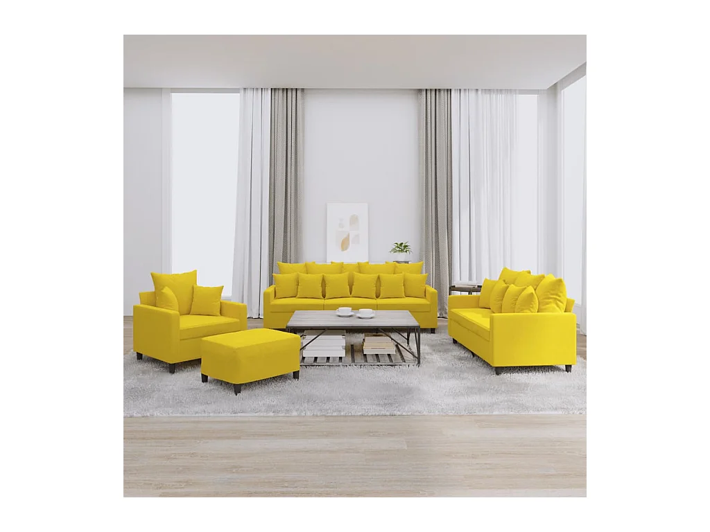 Ensemble de canapés 4 pièces avec coussins Jaune Velours