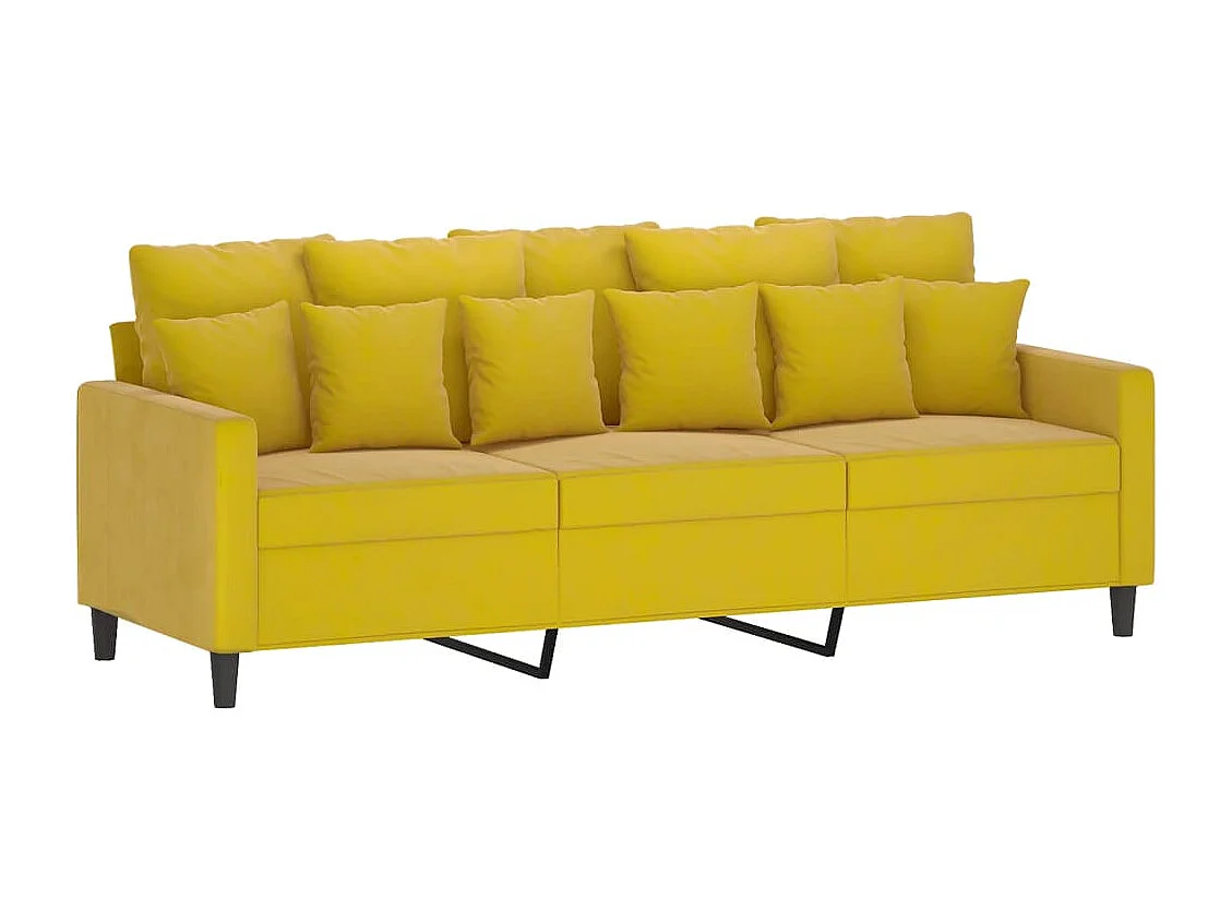 Ensemble de canapés 4 pièces avec coussins Jaune Velours