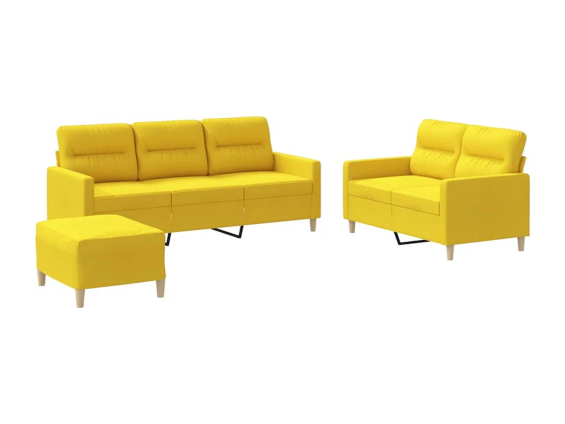 3-delige Loungeset met kussens stof lichtgeel