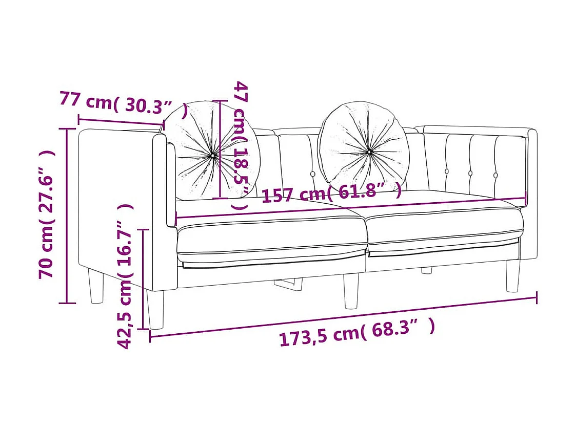 2-delige Loungeset met kussens fluweel zwart