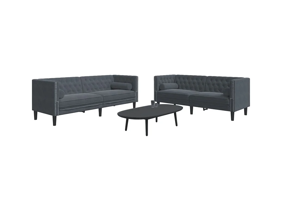 Ensemble de canapé Chesterfield et traversins 2 pièces gris foncé