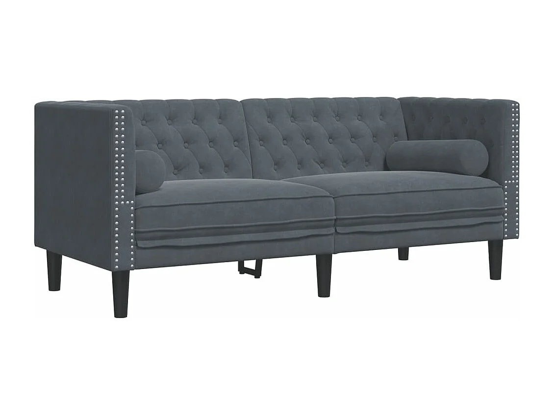 Ensemble de canapé Chesterfield et traversins 2 pièces gris foncé