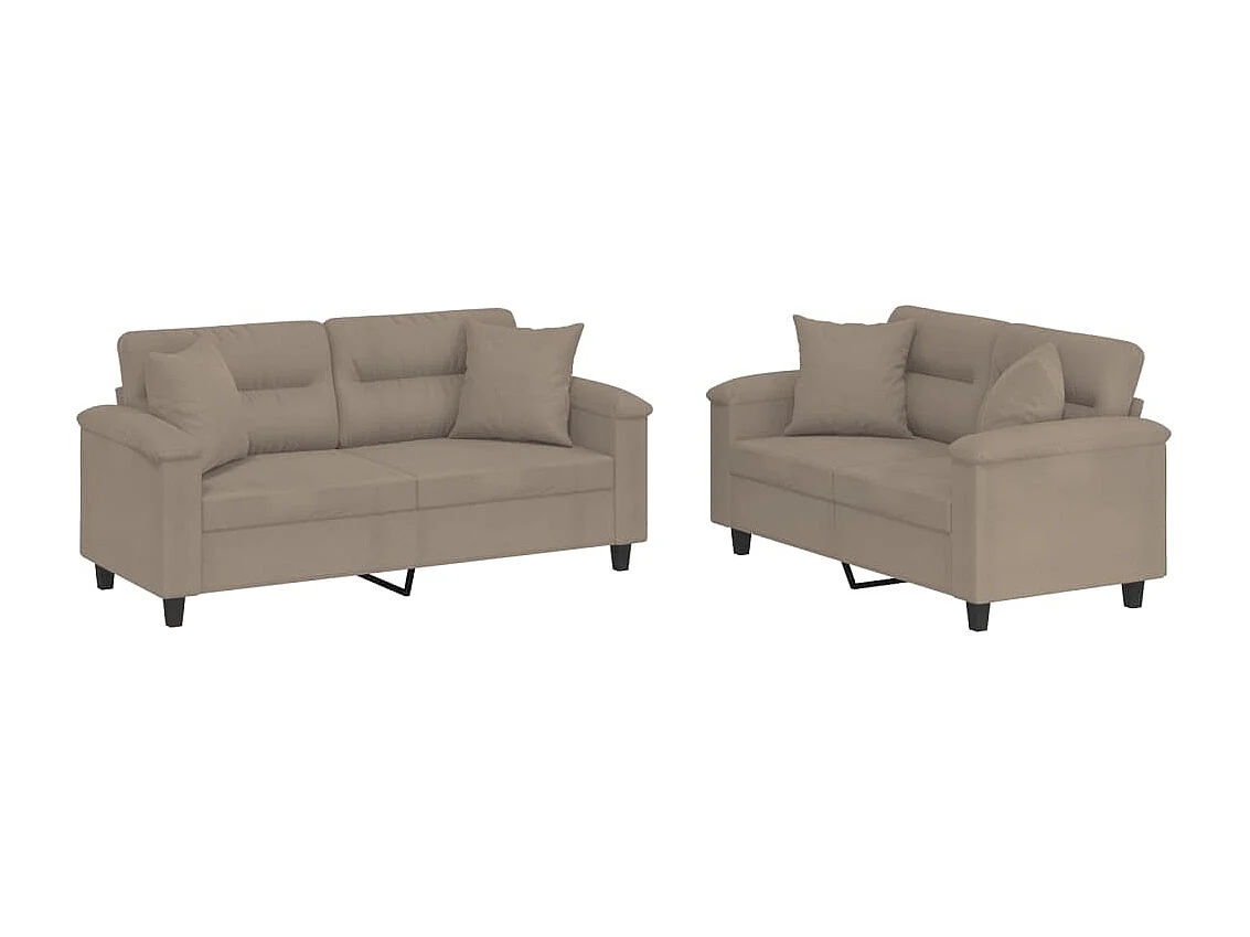 Ensemble de canapés 2 pièces avec coussins Taupe Tissu microfibre
