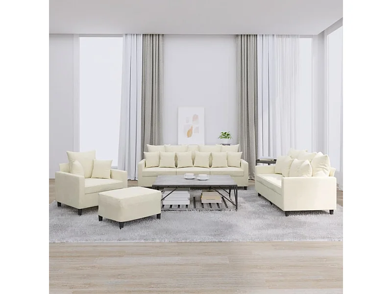Juego de sofás con cojines 4 piezas terciopelo crema