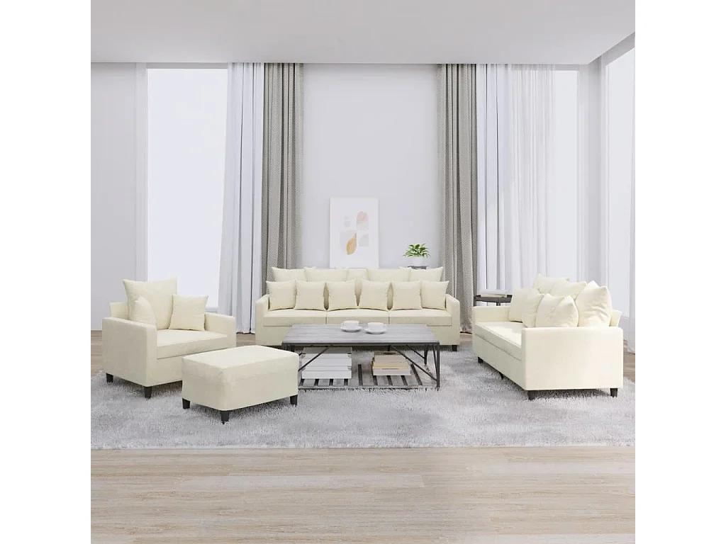 Ensemble de canapés 4 pièces avec coussins Crème Velours