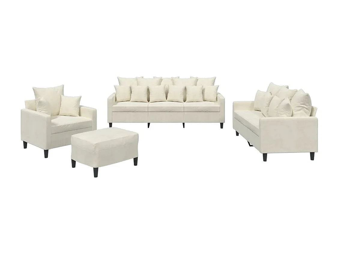 Ensemble de canapés 4 pièces avec coussins Crème Velours