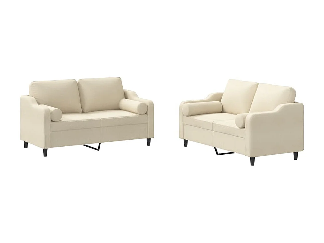 Ensemble de canapés 2 pièces avec coussins crème tissu