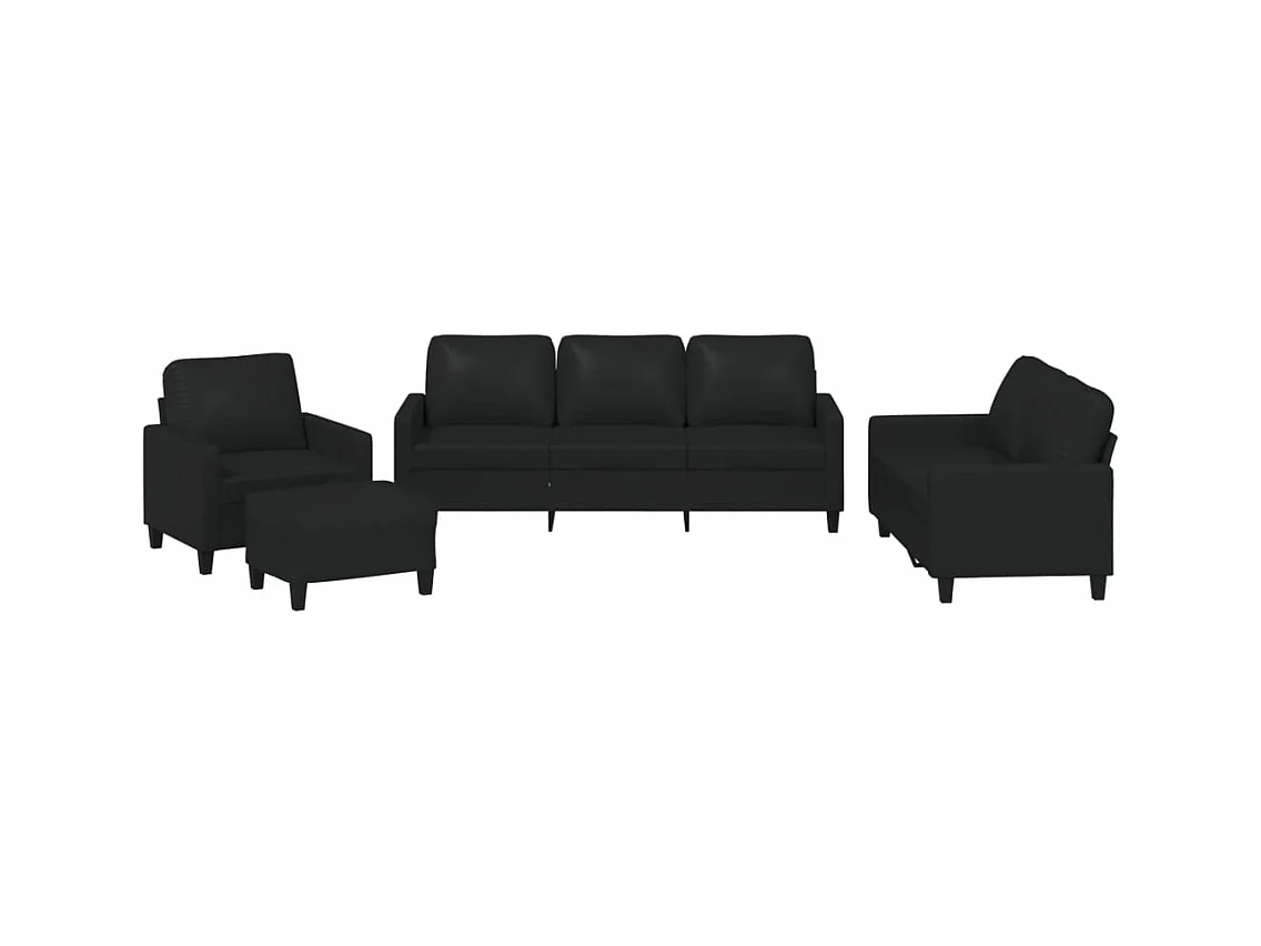 Ensemble de canapés 4 pièces avec coussins Noir Similicuir