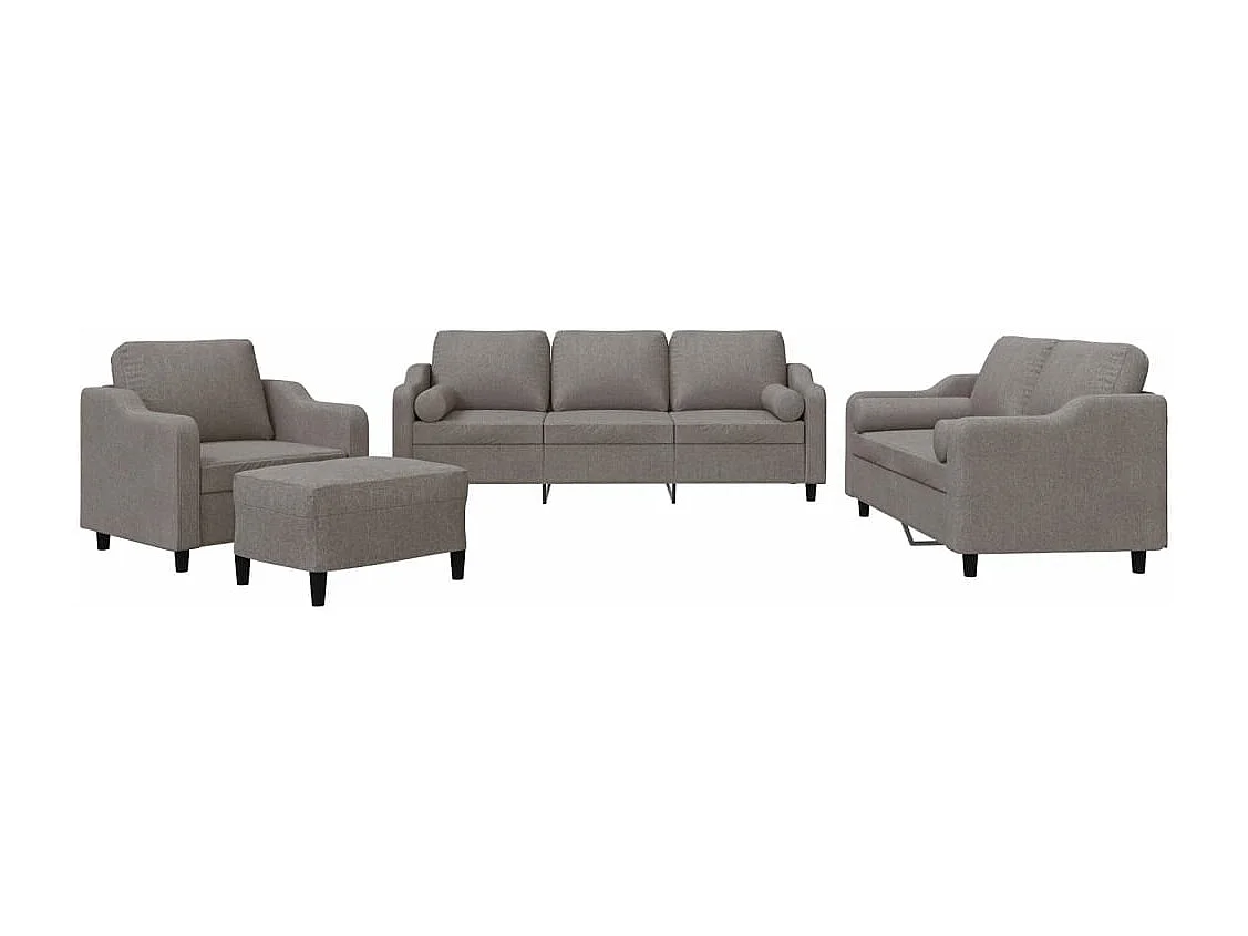 4-delige Loungeset met kussens stof taupe