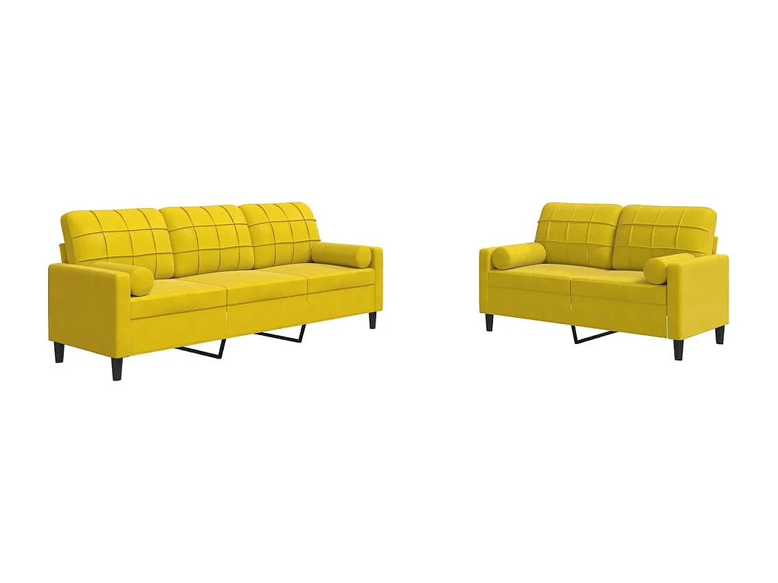 Juego de sofás con cojines 2 piezas terciopelo amarillo
