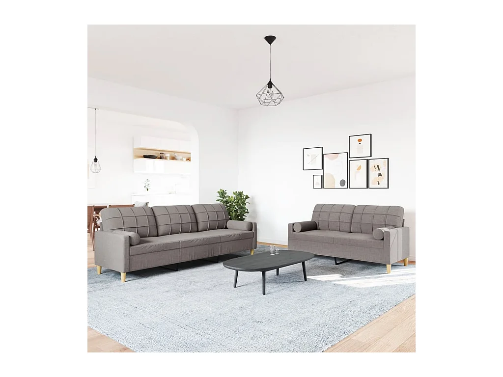 2-delige Loungeset met sierkussens stof taupe