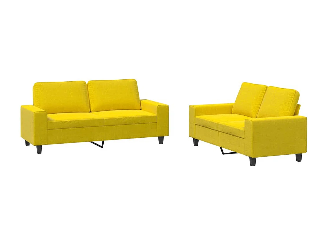 Ensemble de canapés 2 pièces jaune clair tissu