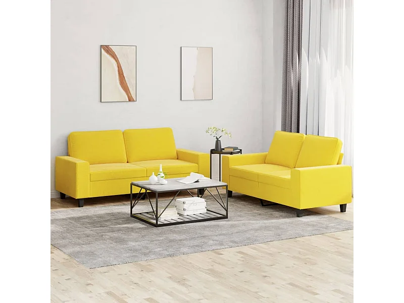 Ensemble de canapés 2 pièces jaune clair tissu