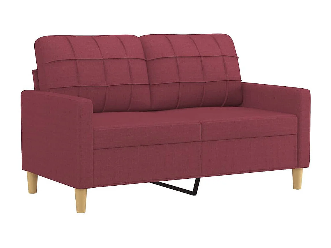 Ensemble de canapés 2 pièces avec coussins rouge bordeaux tissu