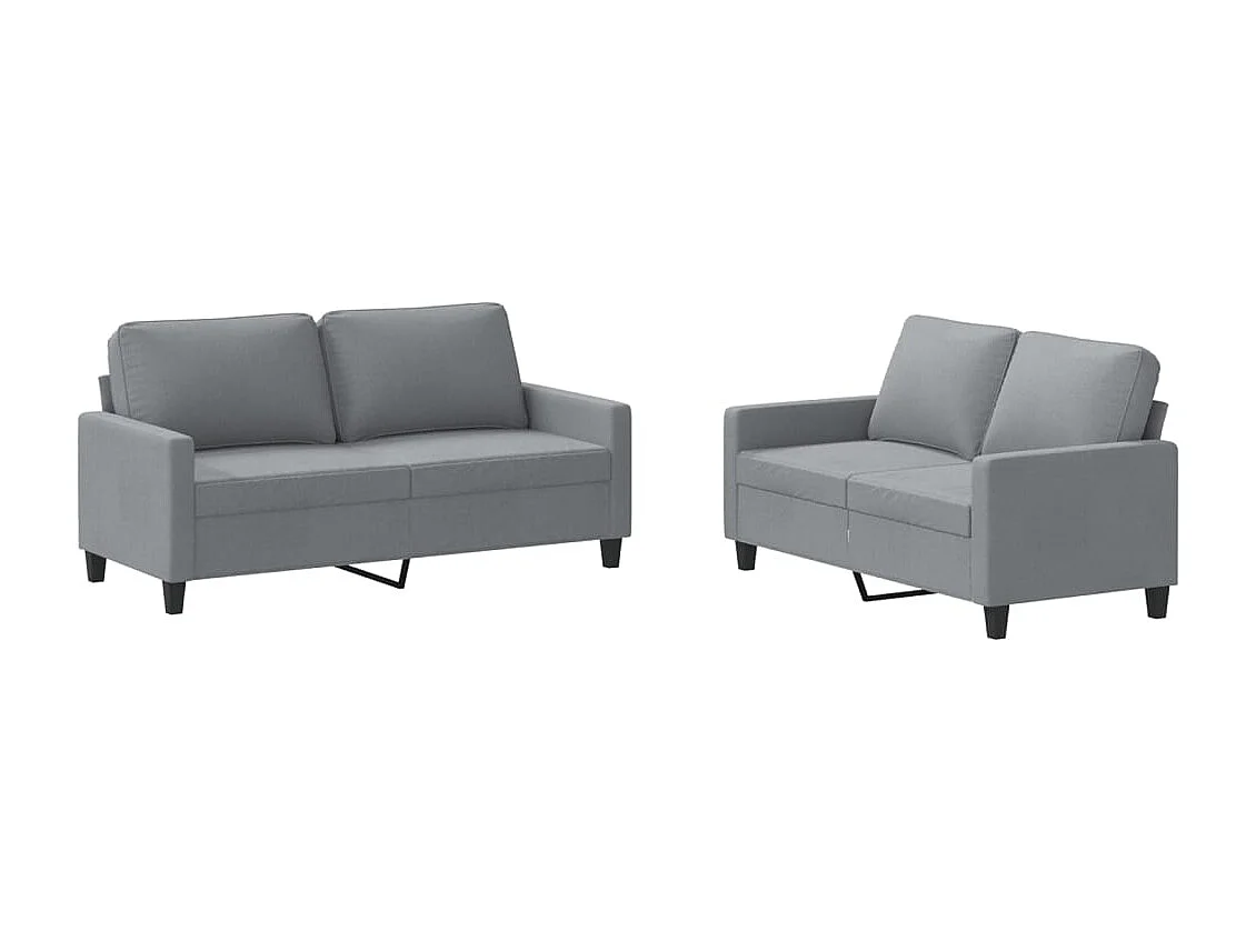 2-delige Loungeset met kussens stof lichtgrijs